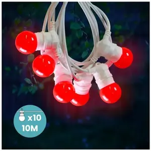 SKYLANTERN Guirlande Lumineuse Guinguette Rouge 10 m Cable Blanc pas cher