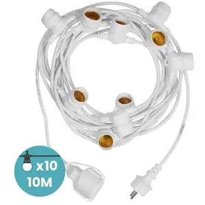 Guirlande Guinguette Blanche IP65 10M pour Ampoules E27 - SkyLantern -...Vendu parcdiscount
