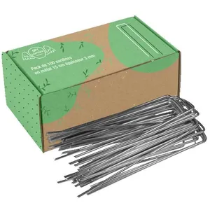 BRUMEAUX Lot de 100 agrafe toile paillage - Pack de 100 Agrafes Paillage en Acier Galvanisé pour Geotextile anti repousse - Sardines de Fix pas cher