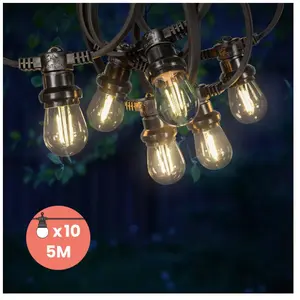Guirlande Guinguette 5M Filament LED 10 Bulbes