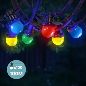 Guirlande Guinguette 100m Multicolore Raccordable en Série - SKYLANTERN - LED - Extérieur pas cher