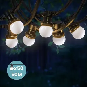 SKYLANTERN Guirlande Lumineuse Extérieure Blanche 50M Raccordable en Série IP65 -... pas cher