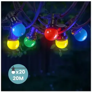 SKYLANTERN Guirlande Guinguette 20M Raccordable en série Multicolore IP65 Guirlande Lumineuse Extérieure 20 Bulbes Rouge Jaune Vert Bleu pas cher