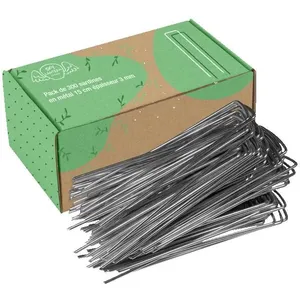 BRUMEAUX Lot de 300 agrafe toile paillage - Pack de 300 Agrafes Paillage en Acier Galvanisé pour Geotextile anti repousse - Sardines de Fix pas cher