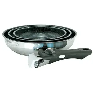 . Lot De 3 Poêles Inox Kitchen Pro 20-24-28cm pas cher