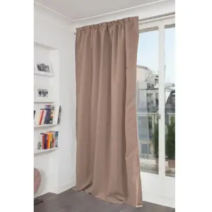 Rideau Phonique Occultant et Thermique MOONDREAM galon fronceur Beige foncé 140x260 cm pas cher