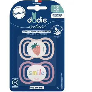 Dodie Sucette Anatomique +18 mois F4 Extra fine Coloris Rose Lot de 2 pas cher