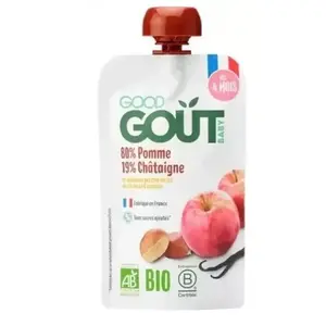 lot 3 Compote bébé dès 4 mois pomme châtaigne bio GOOD GOUT 120 gr pas cher