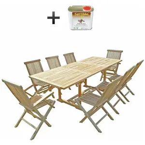 CONFORT & LOISIRS Salon de jardin en teck AMARA 8/10 places pas cher