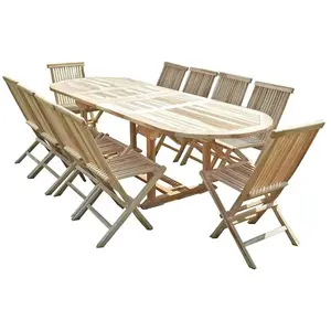 Salon de jardin en teck HENUA 10 chaises pas cher