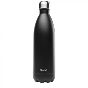 Qwetch - Gourde bouteille nomade isotherme - 1 litre - Noir mat pas cher