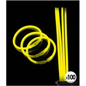 Bracelets lumineux - NO NAME - Jaune - Lot de 100 - Plastique pas cher