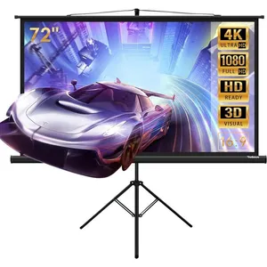 TODECO Écran de Projection sur Pied 72 Pouces, Portable Pliable, Écran pour projecteur avec trépied, 160 x 90 cm, Formats 16:9, HD 4K 3D pas cher