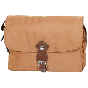 Besace Katana Nylon garni croûte de cuir de vachette K 29301 - Marron clair pas cher