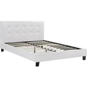 Lit double - HABITAT ET JARDIN - Julia - 160 x 200 cm - Blanc - Classique - Intemporel - A lattes pas cher