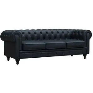 Canapé fixe Chesterfield Aliza - HABITAT ET JARDIN - 3 places - Noir pas cher