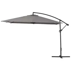 Habitat et Jardin Aluminium offset tuinparasol "Ilios 3" - Vierkant - 3 x3 m - Grijs pas cher