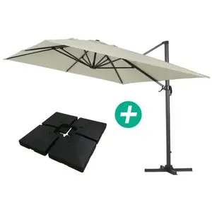 Parasol jardin déporté Alu Sun 4 - Rectangle - 3 x 4 m - Ecru - Dalles incluses pas cher