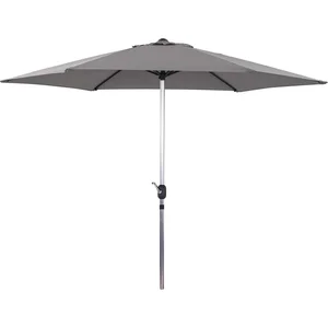 Parasol jardin droit Alu "Sol" - Rond - Ø 3m - Gris pas cher