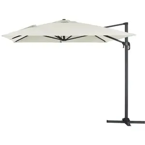 Parasol jardin déporté Alu Sun 4 - Rectangle - 3 x 4 m - Ecru - HABITAT ET JARDIN - Manuel - Blanc pas cher