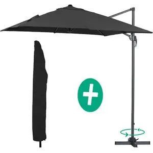Parasol jardin déporté Alu Sun 3 - Carré - 3 x 3 m - Noir + housse de ... pas cher