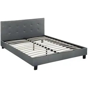 Lit double en pvc "Julia" - 160 x 200 - Gris clair pas cher