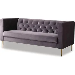 Zitbank bankstel velours "Bruce" - 196 x 76 x 82 cm - 3 zits - Grijs pas cher