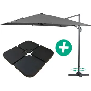 Comparateur de prix : Parasol jardin déporté Alu Sun 3 - Carré - 3 x 3 m - Gris - Dalles inc...