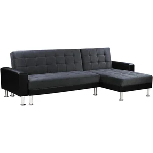 Habitat et Jardin Canapé d'angle convertible et réversible "Theo" - 4 places - Noir / Gris