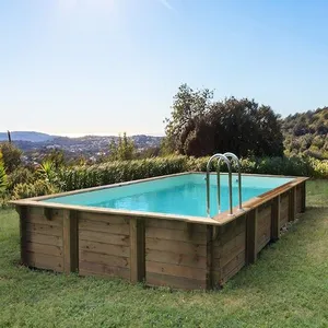 Habitat et Jardin Piscine bois en kit rectangle "Kolanta " - 10.20 x 5.20 x 1.44 m