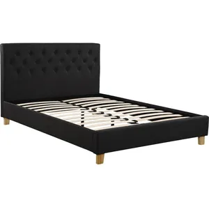 Lit double "Emmy" - 140 x 190 cm - Gris pas cher
