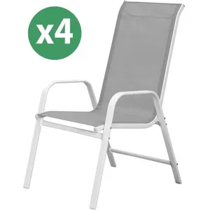 Fauteuil jardin Textilène "Cordoba" - Phoenix - Gris clair - Lot de 4 pas cher