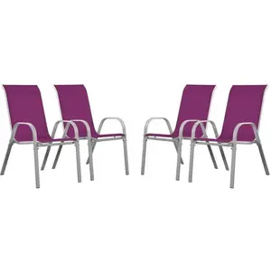 Fauteuil jardin Textilène Cordoba - Phoenix - Rose - Lot de 4 pas cher