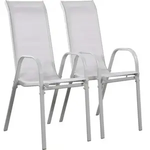 Fauteuil jardin Textilène "Cordoba" - Phoenix - Gris clair - Lot de 2 pas cher