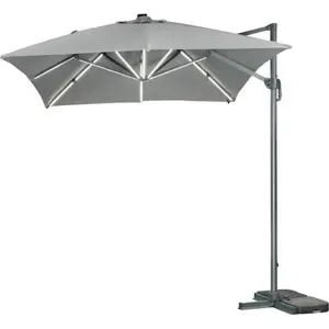 Comparateur de prix : Parasol jardin déporté led alu Sun 3 Luxe 3 x 3 m - Gris