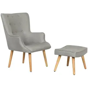 Comparateur de prix : Habitat et Jardin Fauteuil style scandinave tissu "Odense" - Gris clair
