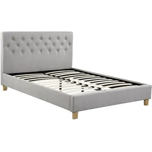 Lit double - HABITAT ET JARDIN - Emmy - Beige - Bois - Sommier à lattes et tête de lit inclus pas cher