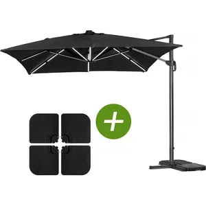 Parasol jardin déporté LED Alu "Sun 3 Luxe" - Carré - 3 x 3 m - Colori... pas cher