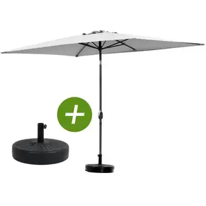Parasol jardin "Sol 2" - Rectangle - 2 x 3 m - Gris + Dalles à lester incluses pas cher