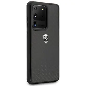 Coque pour Samsung S20 ultra G988 logo Ferrari Heritage carbone noir pas cher