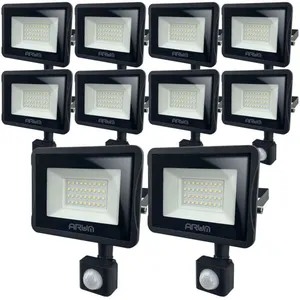 Arum Lighting - Lot de 10 Projecteurs led 30W Noir détecteur de mouvem... pas cher