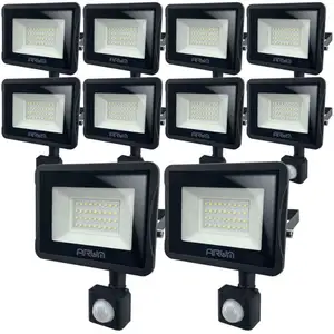 Arum Lighting - Lot de 10 Projecteurs led 30W Noir détecteur de mouvem...Vendu parmanomano