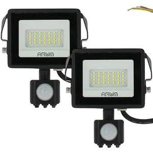 Arum Lighting - Lot de 2 Projecteurs led 20W Noir détecteur de mouveme... pas cher