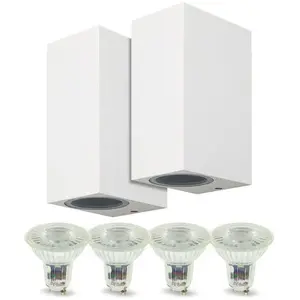 Arum Lighting - Lot de 2 Appliques Manathan Blanches Extérieure double... pas cher