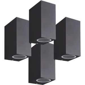 Arum Lighting - Lot de 4 Appliques manathan Noire extérieure Rectangulaire double faisceau GU10 IP54 pas cher