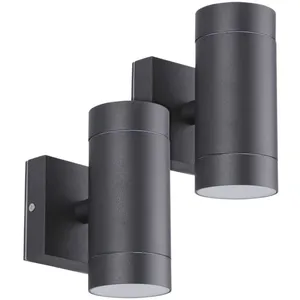ARUM LIGHTING Lot de 2 Appliques noir venice Extérieure double faisceau GU10 IP54 pas cher