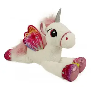 Peluche Geante Licorne Blanche Avec Ailes Rose 87cm - Grande Peluche -... pas cher