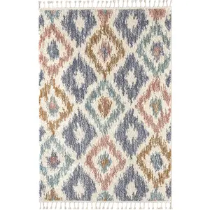 Tapis shaggy Delya - Multicolore - Motif géométrique - 100% polypropylène - 160 x 230 cm - Intérieur - NAZAR pas cher