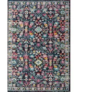NAZAR Tapis EMA vintage coloré - 120 x 170 cm - Bleu, beige et rouge pas cher