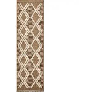 Tapis intérieur extérieur aspect jute à motif losange - NAZAR RUGS - 60x90 cm - Nature - Marron pas cher